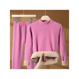 Plus Size - Men'S & Women'S Thermal Underwear Set - Heavy-Duty Fleece-Lined Thermal Pants, Extreme Cold Proof Winter Pants, /Neutral Colors, Round Neck Base Layer for Everyday & Formal Wear - Cold Weather Essentials, Thermal Underwear for Women