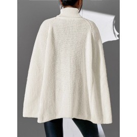 Plus Size - HERTALK Women'S Oversized Winter Sweater Coat - Elegant Cape-like Sweater with Open Front, Long Sleeve Non-Stretch Sweater for Plus Size Women, Formal & Everyday Chic Cold Weather Outerwear