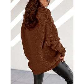 Plus Size, Women' Size Chunky Batwing Sweater - Oversized Turtleneck Pullover, Winter Warm Loose Fit Jumper Suitable for Winter, Casual & Dressy Outfits