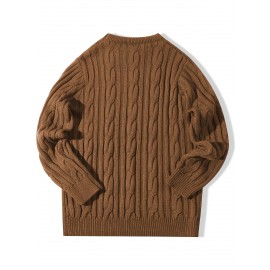 New Autumn-Winter Men's Casual Commuter Solid Color Crew Neck Knit Pullover