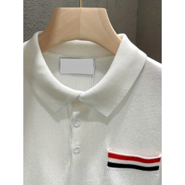 New Spring And Summer Polo Shirt with Pocket, Knitted Collar Button Trendy T-Shirt, Short Sleeve Sweater, Comfortable And Casual Versatile Top, Machine Washable.
