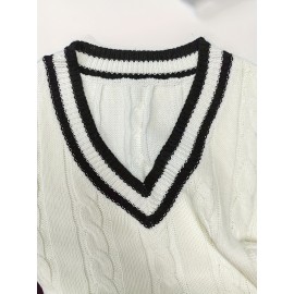 Men's Preppy Striped Color-Block Casual Versatile Knit Vest