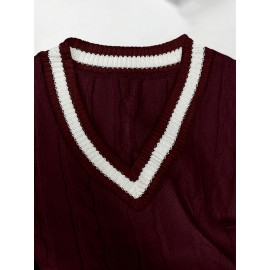 Men's Preppy Striped Color-Block Casual Versatile Knit Vest
