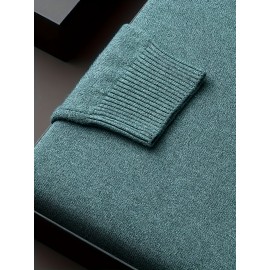 [Men's Turn-Collar Sweater] Cross-Border New Autumn-Winter Men's Solid Color Turn-Collar Pullover Knit Sweater