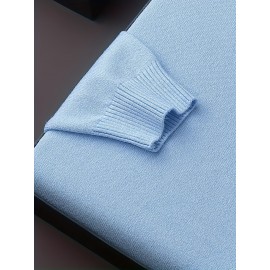 [Men's Turn-Collar Sweater] Cross-Border New Autumn-Winter Men's Solid Color Turn-Collar Pullover Knit Sweater
