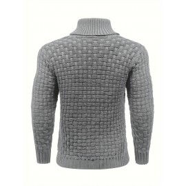 Men's Casual Waffle Knit Lapel Button Sweater