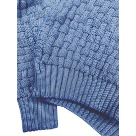 Men's Casual Waffle Knit Lapel Button Sweater