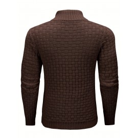 Men's Casual Waffle Knit Lapel Button Sweater