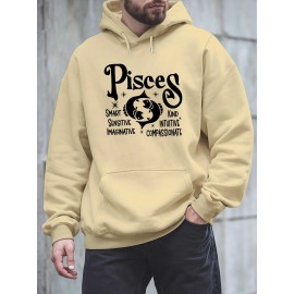 Plus Size Pisces Pattern Hoodie | Comfortable Fuzzy Sweatshirt with Zodiac Design, Printed with 