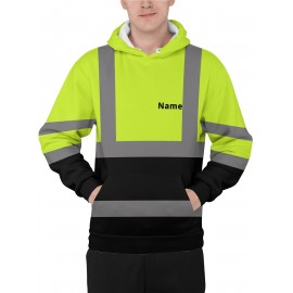 Custom Men's Hooded with Personalized Name/Text/Logo Print - Heavy-Duty Breathable Fabric Suitable for Gym, Team Uniforms, Promotional Wear - Adjustable Hood, Self-Defined Branding, Durable Casual Workwear for Large Sizes, PLUS SIZE
