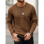 New Autumn-Winter Men's Casual Commuter Solid Color Crew Neck Knit Pullover