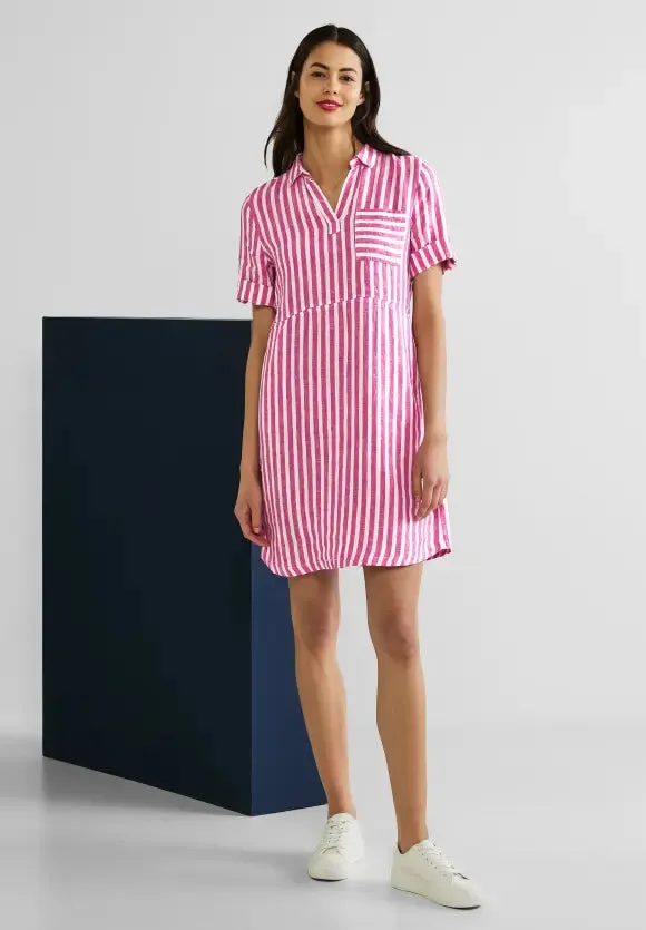 143475- Pink Stripe Linen Dress - Street One