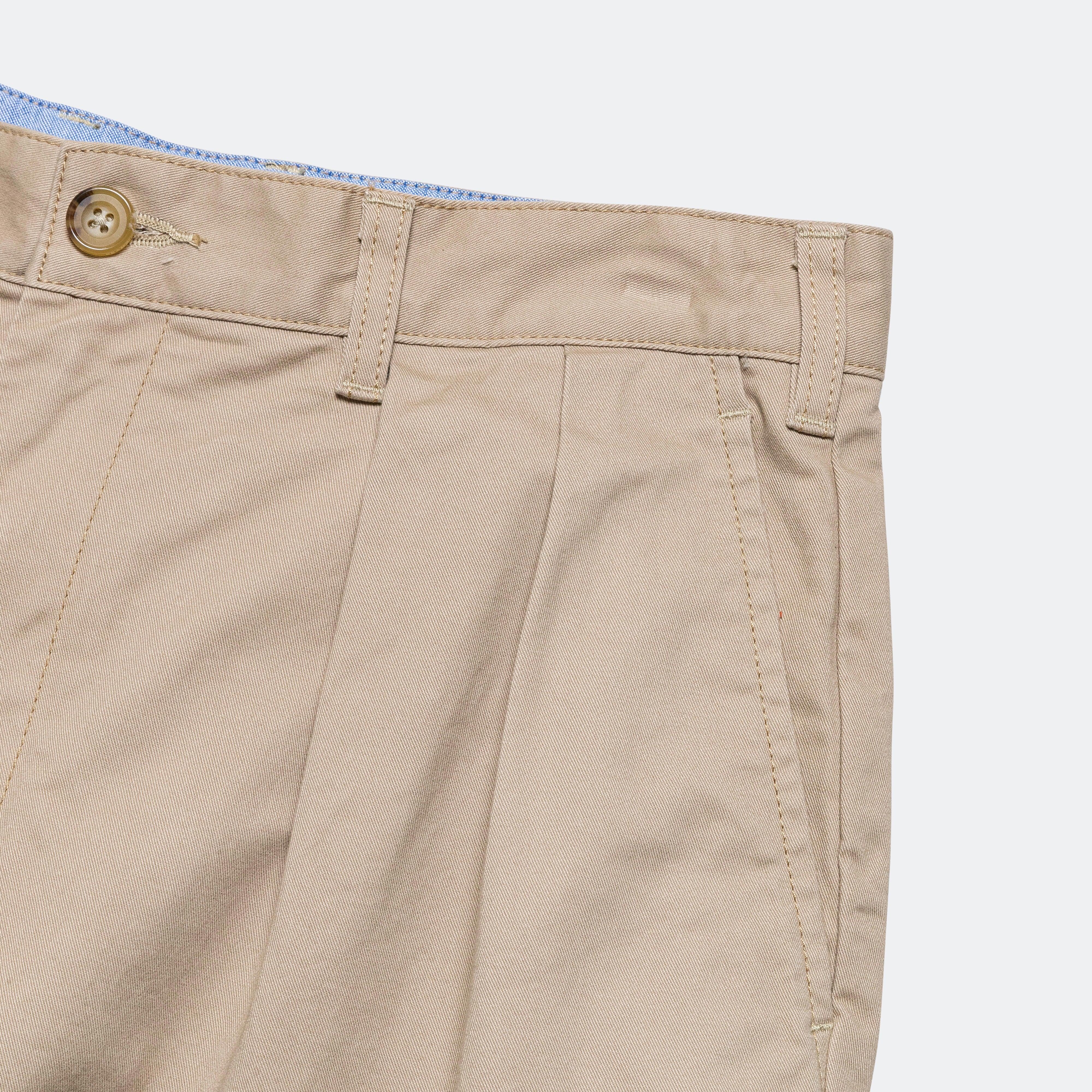 2 Pleat Twill Pants - Khaki