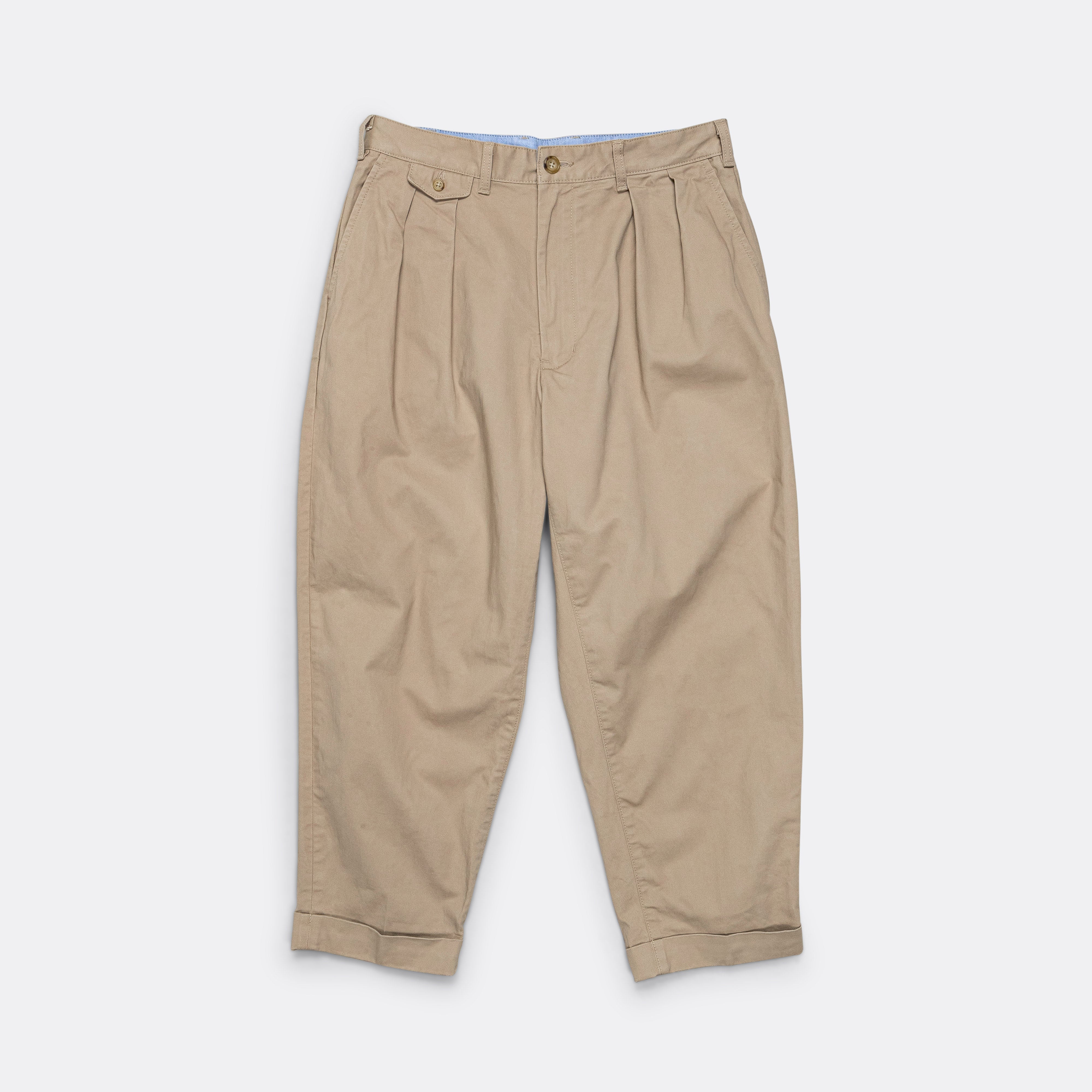 2 Pleats Trousers Twill - Khaki