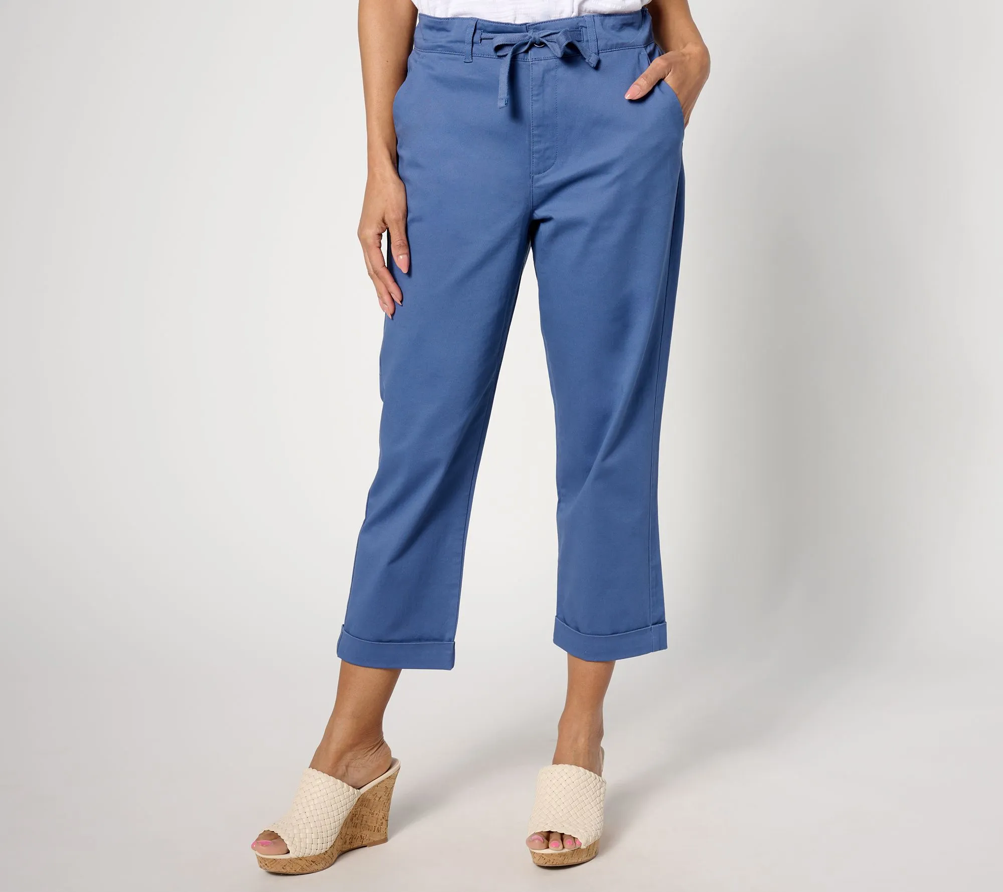 "As Is" Joan Rivers Signature Twill Reg Straight Leg Crop Pants