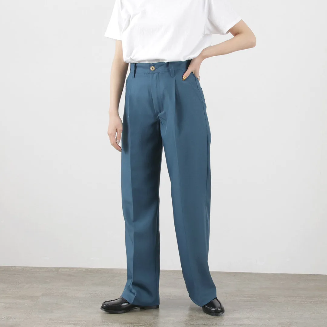 【50％OFF】UNIVERSAL OVERALL（ユニバーサルオーバーオール） ドライツイル ワイドパンツ / レディース ロング タック 無地 ポリエステル DRY TWILL WIDE PANTS【セール】