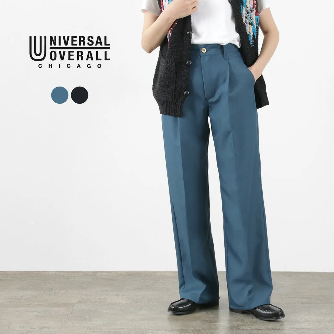 【50％OFF】UNIVERSAL OVERALL（ユニバーサルオーバーオール） ドライツイル ワイドパンツ / レディース ロング タック 無地 ポリエステル DRY TWILL WIDE PANTS【セール】