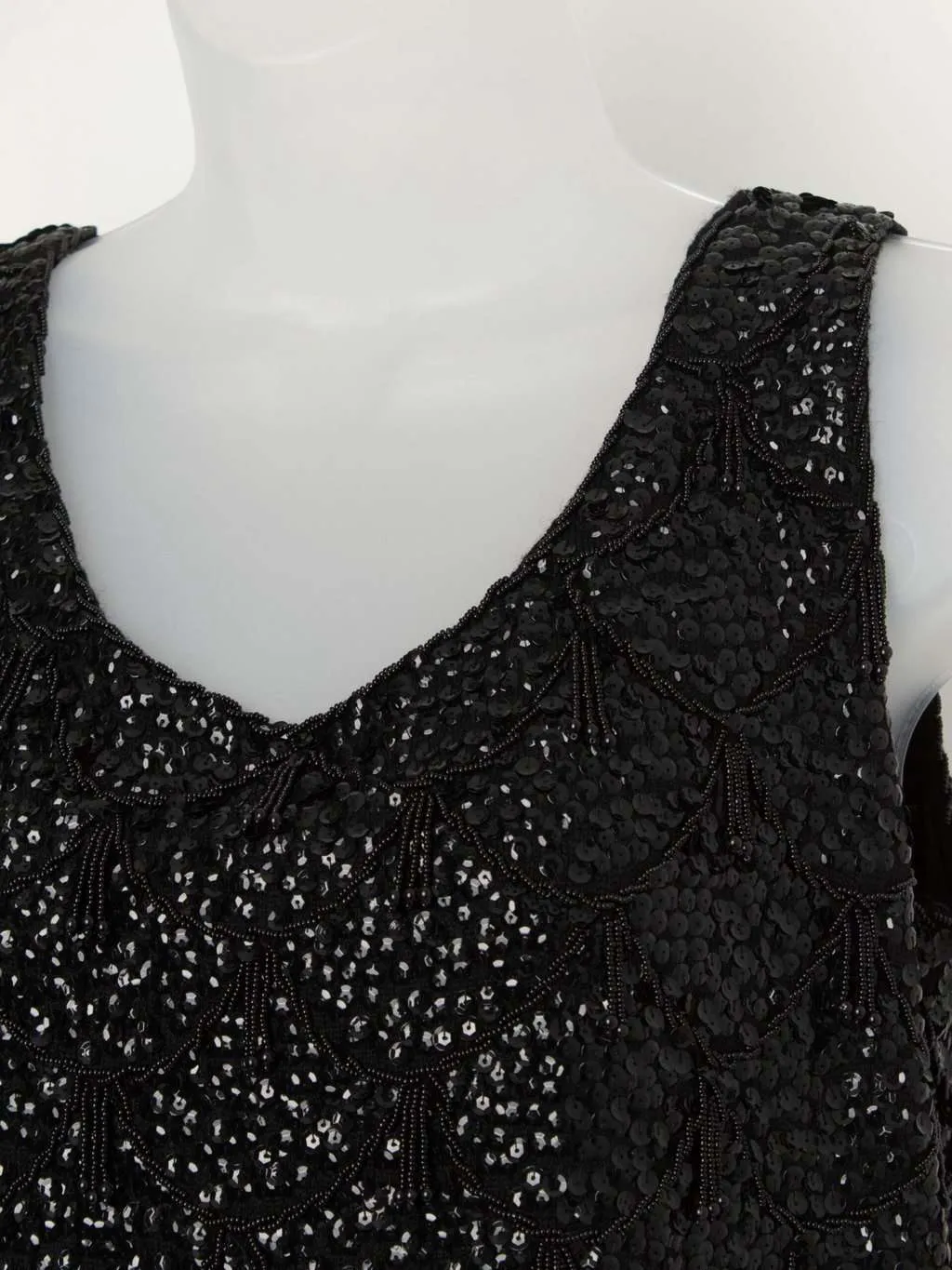 60s vintage beaded sequin top vest in black – Small