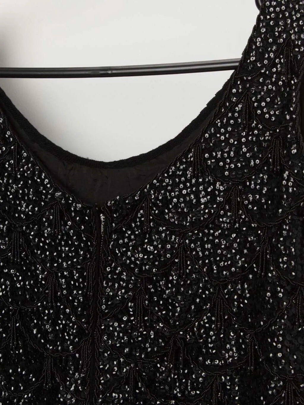 60s vintage beaded sequin top vest in black – Small