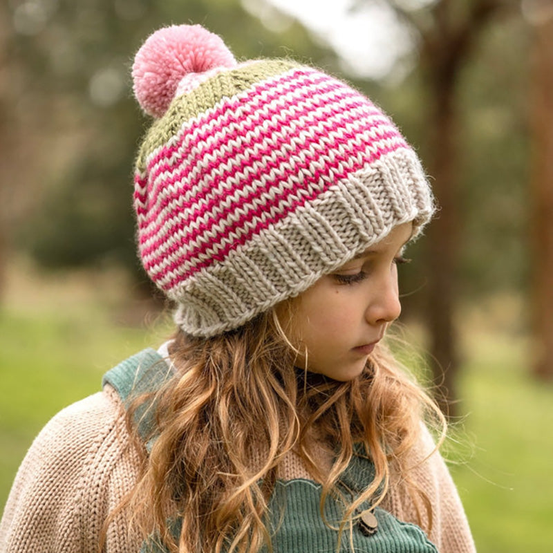 Acorn Horizon Beanie - Pink Stripe