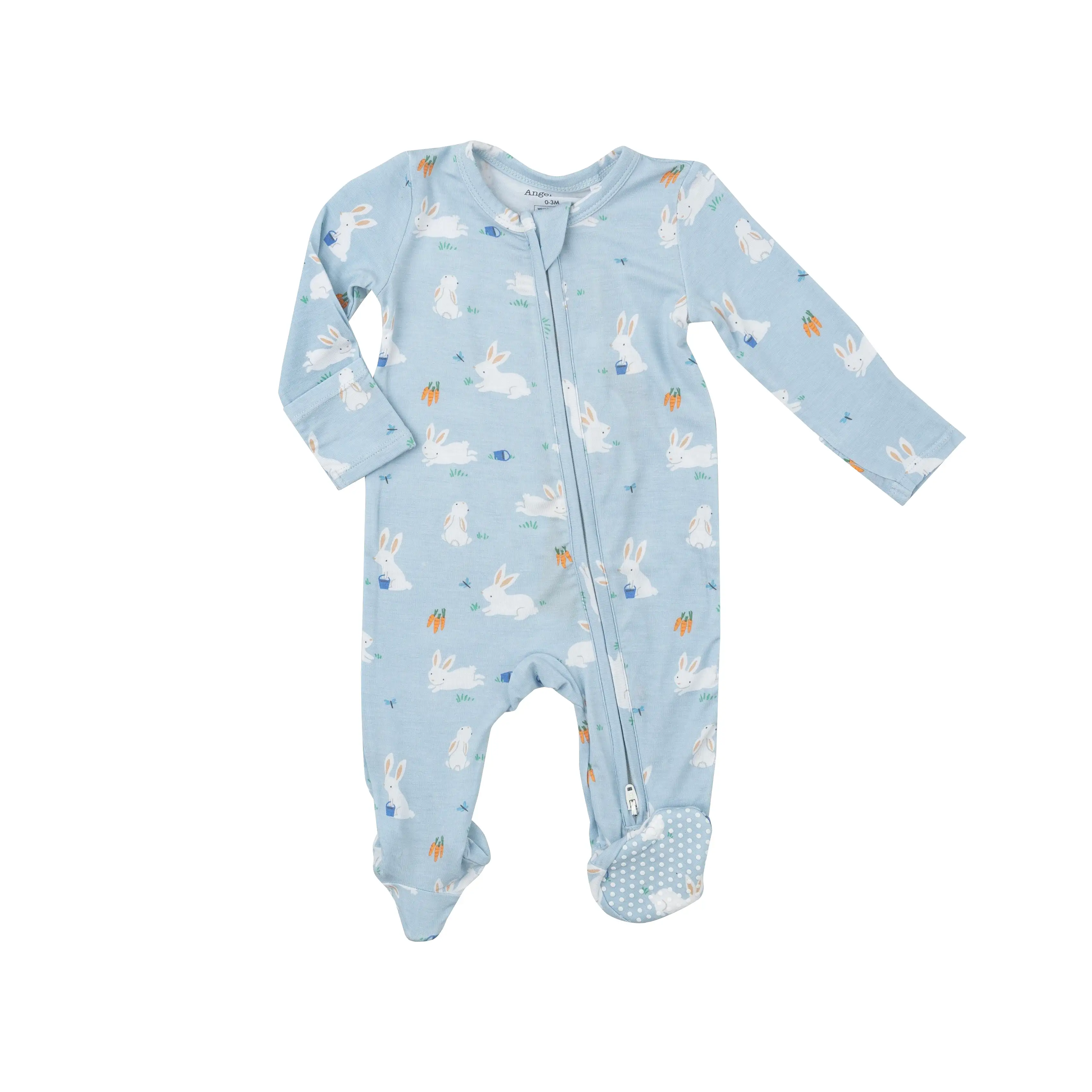 Angel Dear - Blue Bunny Carrots Zipper Footie