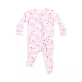 Angel Dear - Pink Bunny Meadow Ruffle Two Way Zip Footie