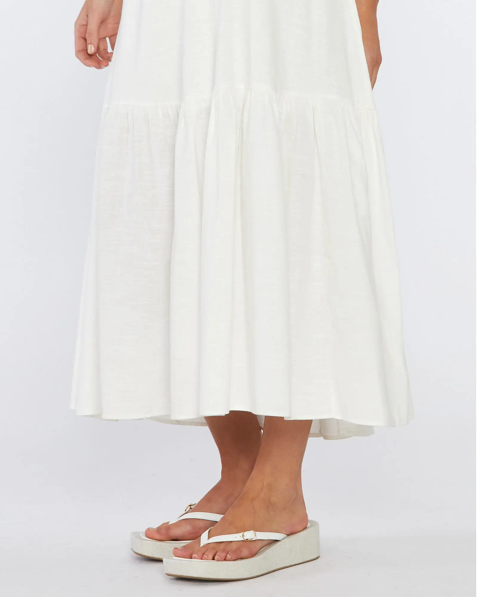 Aruba Linen One Shoulder Dress - White