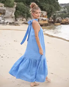 Aruba Linen Tie-Neck Dress