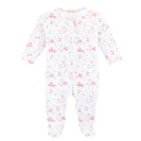 Baby Club Chic - Pink Baby Bunnies Zip Footie