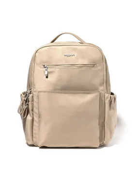 Baggallini Tribeca Expandable Laptop Backpack in Taupe Twill