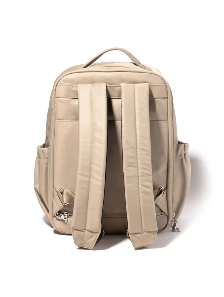 Baggallini Tribeca Expandable Laptop Backpack in Taupe Twill