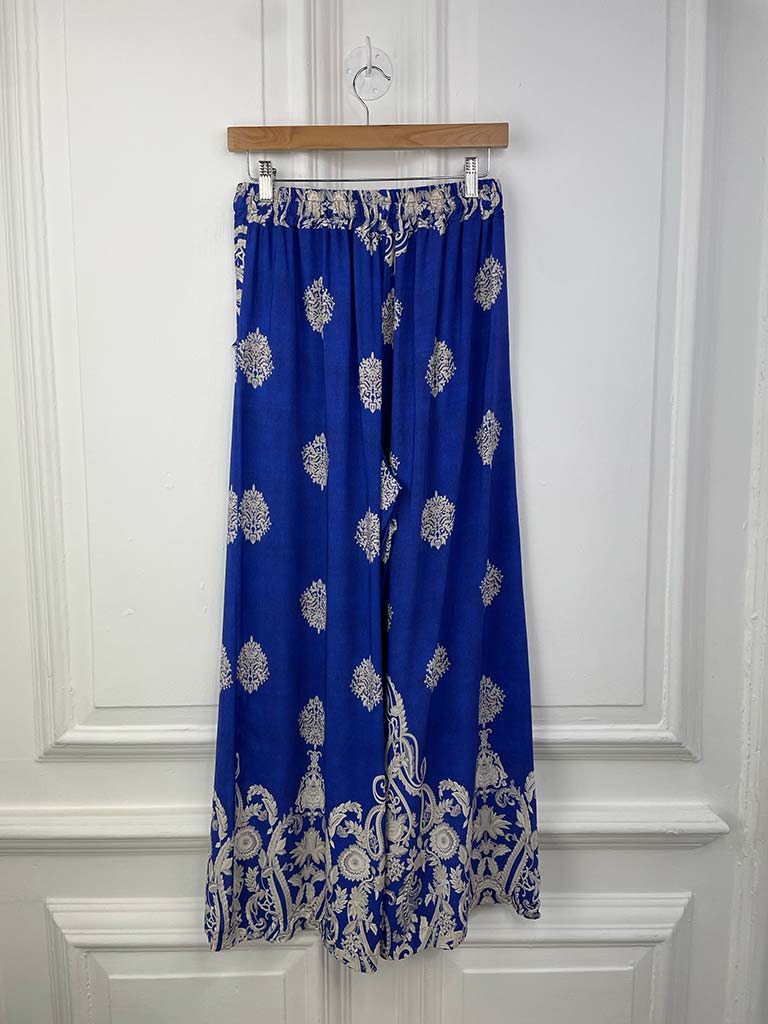 Baroque Wide Leg Trousers - Cobalt