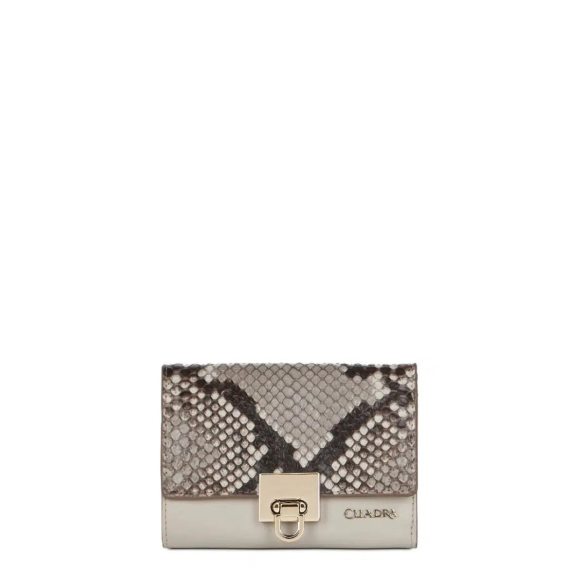 BD197PI - Cuadra  gray small fashion woven pyhon tri fold wallet for women