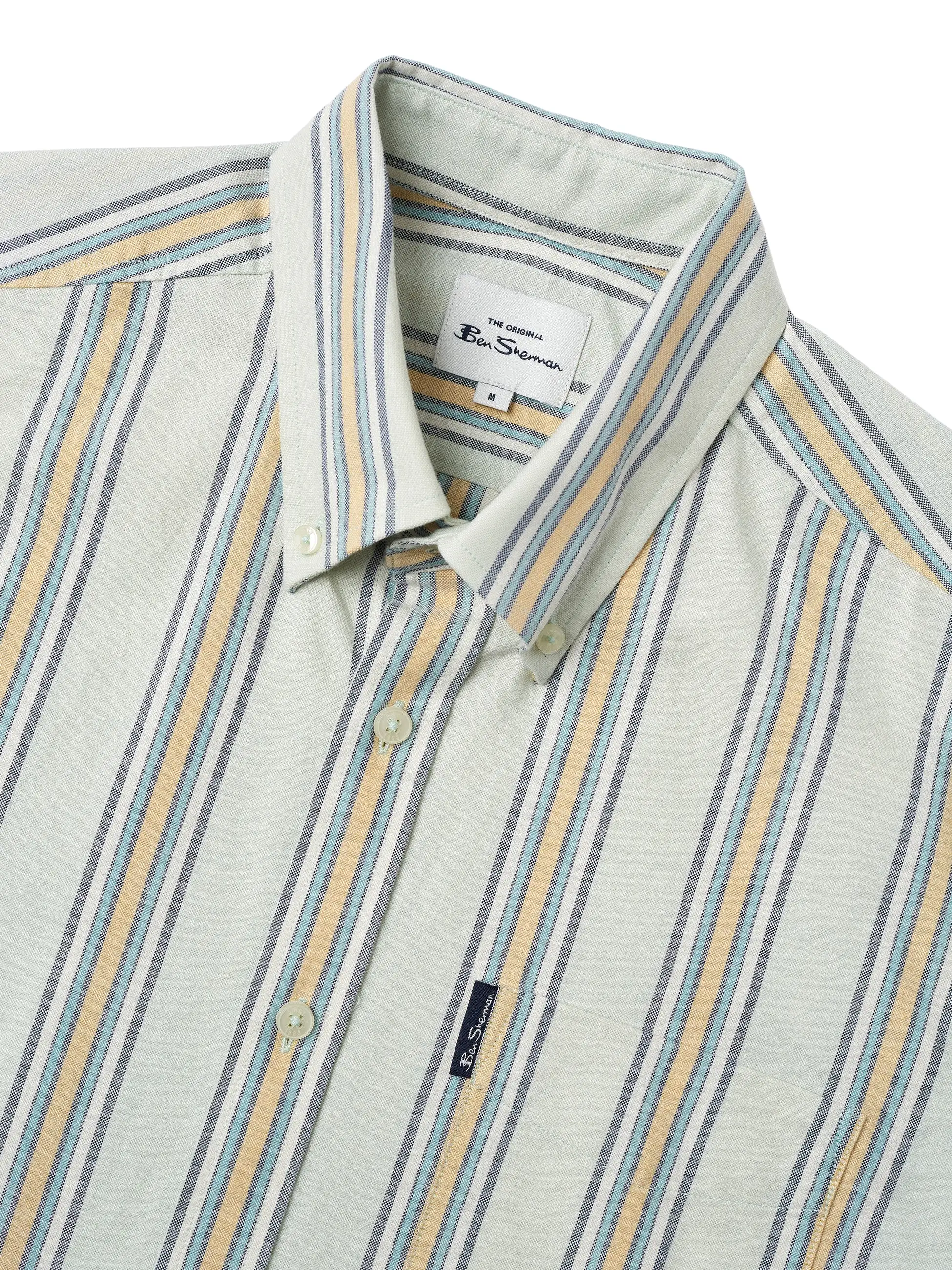 Ben Sherman Mens Block Stripe Oxford Shirt - Short Sleeved