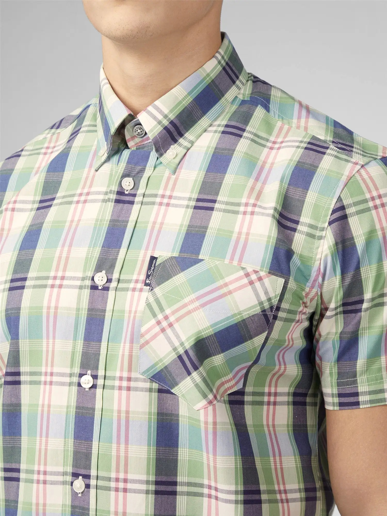 Ben Sherman Mens Gingham OverCheck Shirt Short Sleeved