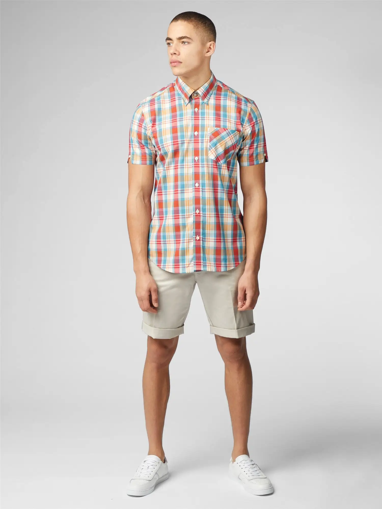 Ben Sherman Mens Gingham OverCheck Shirt Short Sleeved