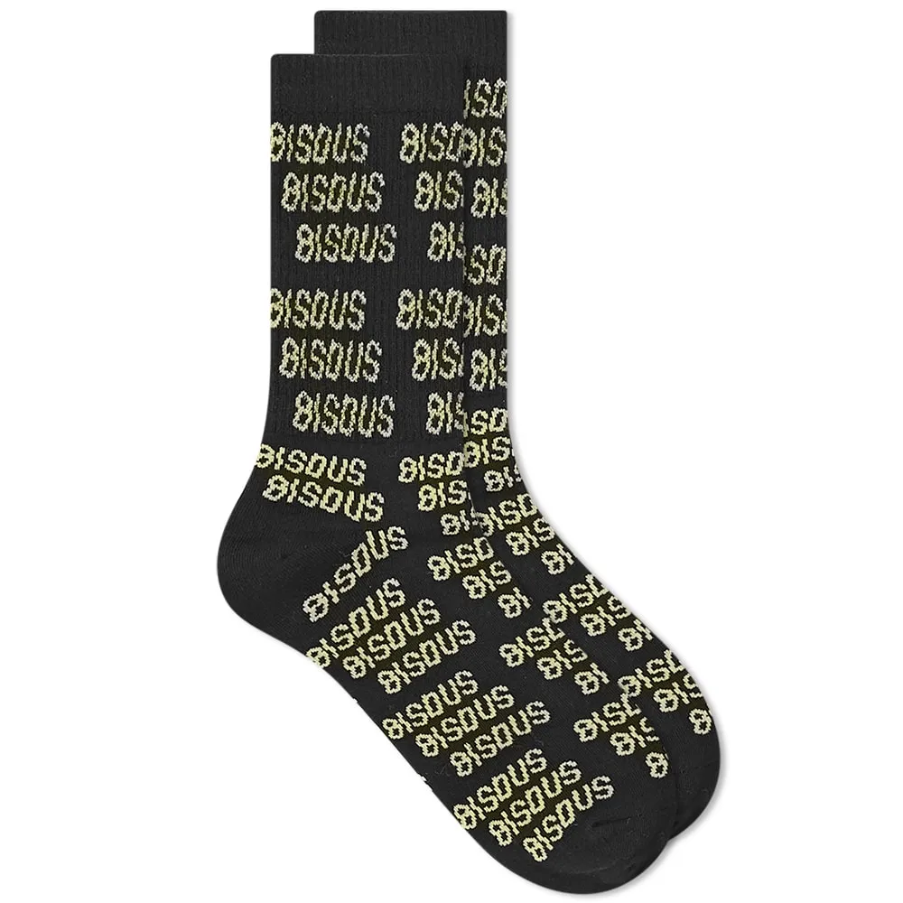 Bisous Skateboards All Over Bisous SocksBlack & Yellow