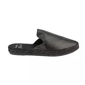 Black Leather Wedge Espadrille for Women - Ona-PBK