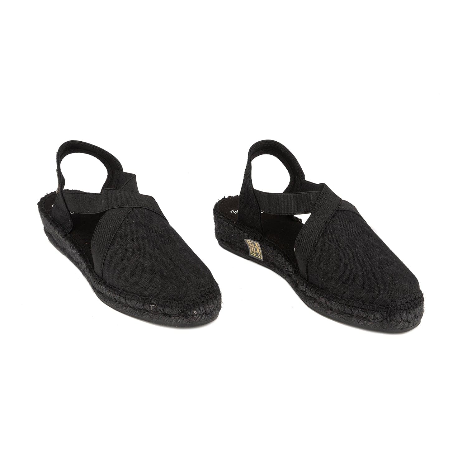 Black Linen Wedge Espadrille for Women - Verona-BK