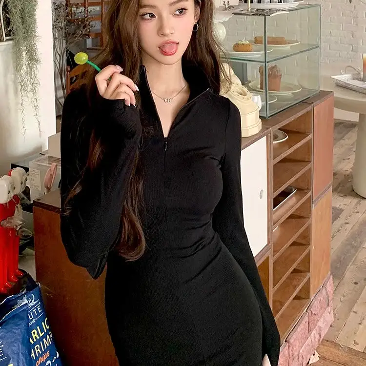 Black Zip Dress Suit