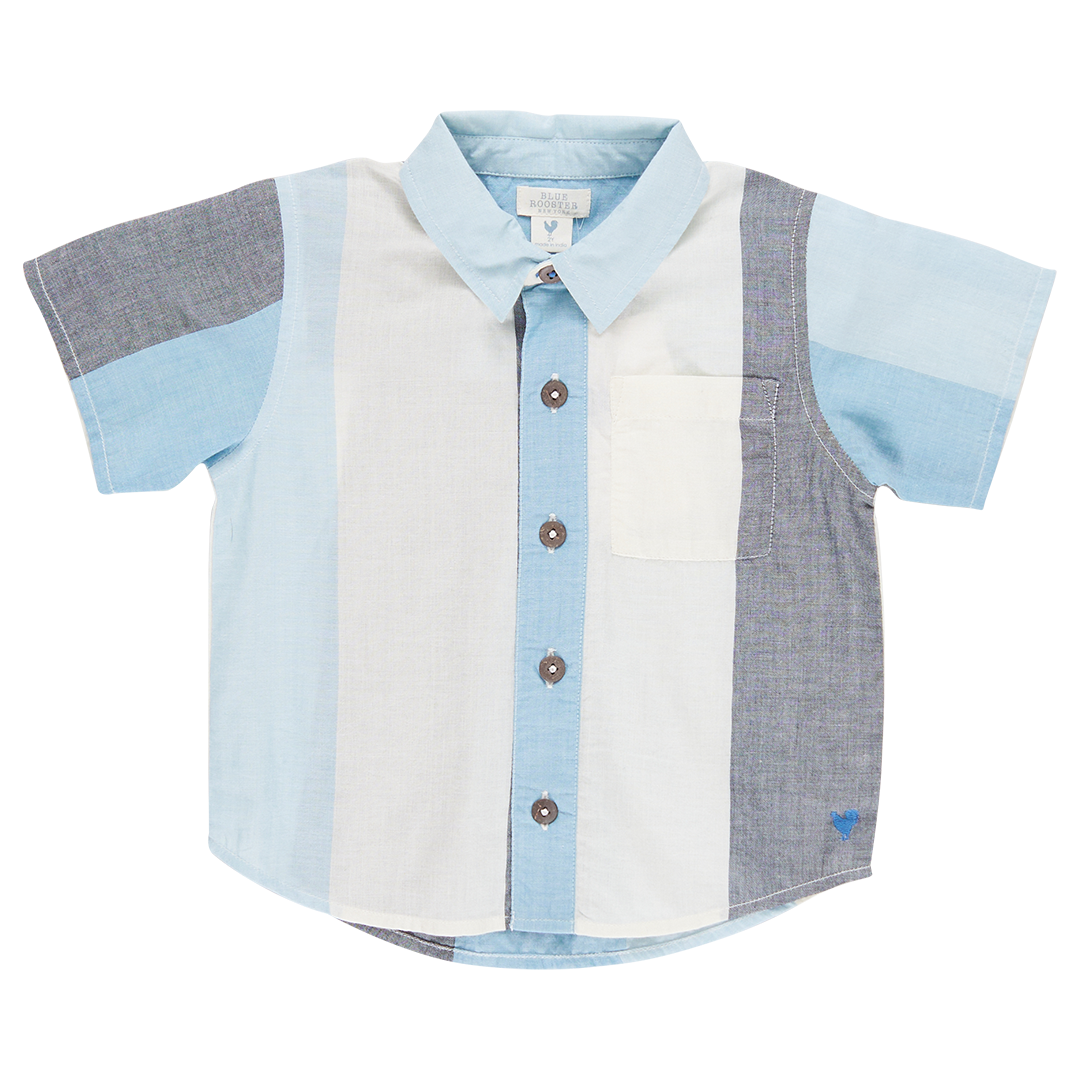 Blue Rooster Baby Boys Jack Shirt - Ocean Stripe