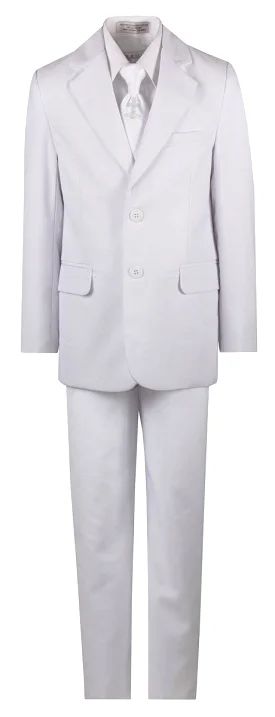 Boys Slim Fit Suit with Communion Cross Neck Tie and Suspenders