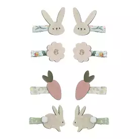 Bunny and Flower Mini Hair Clips - Set of 2