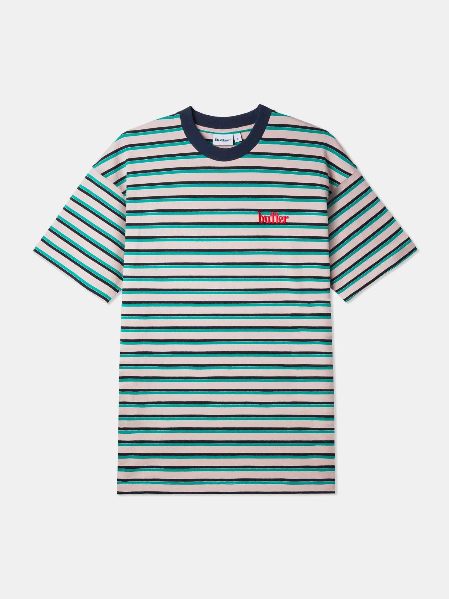 Butter Goods Thomas Stripe Tee - Peach / Green / Black