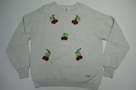 Cherries Berries Vintage 1989 80's Embroidered Jerzees Crewneck Sweatshirt