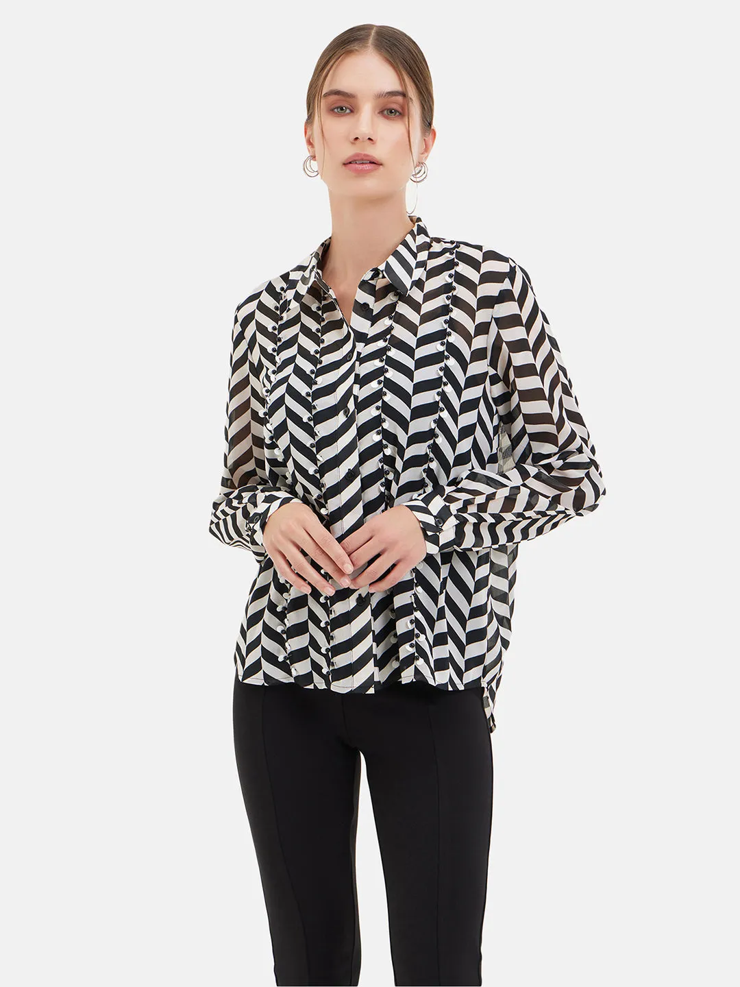 Chevron Printed Full Sleeves Shirt