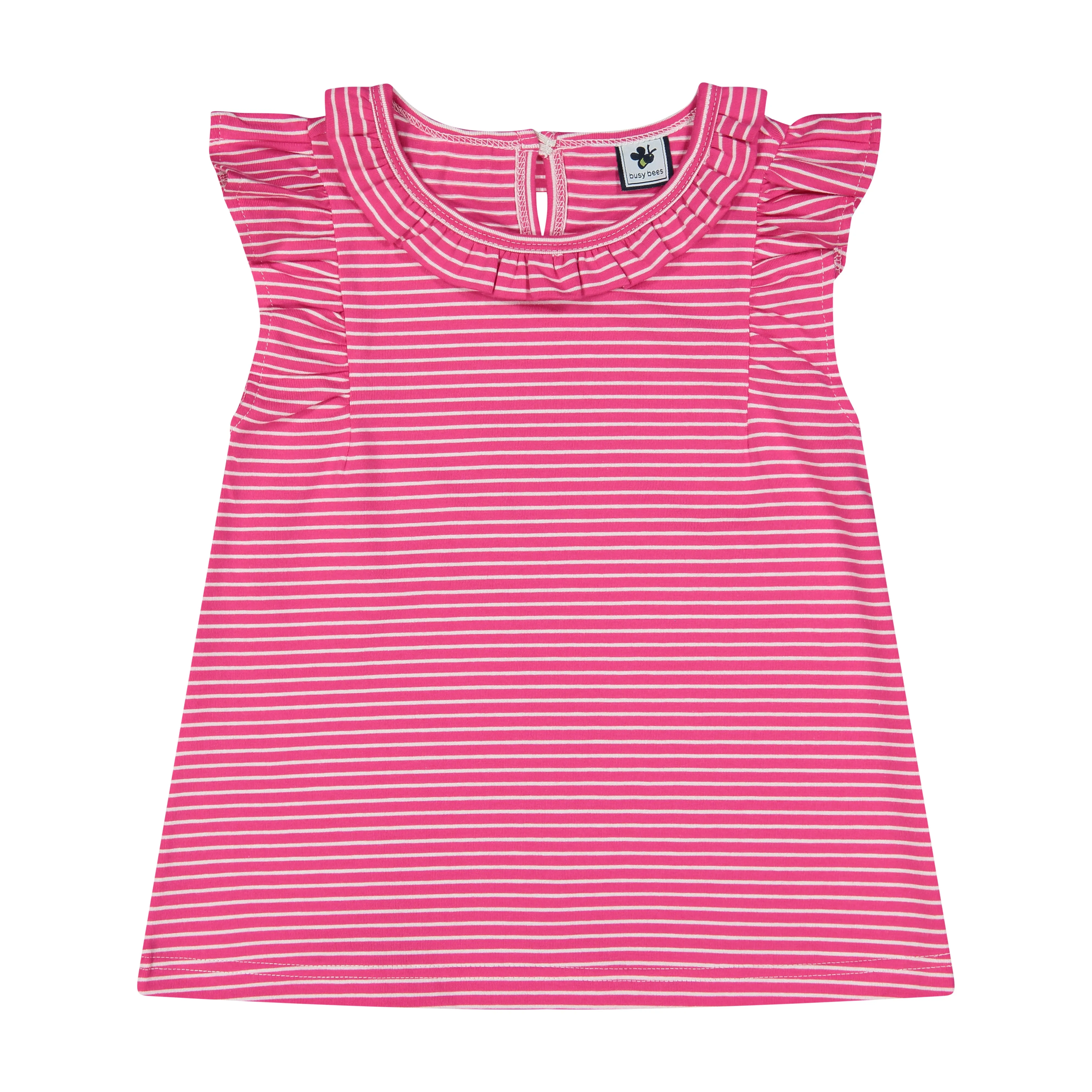 Colette Ruffle Top Fuschia Pink Stripe