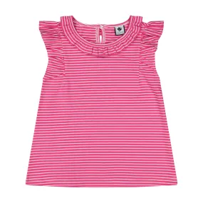 Colette Ruffle Top Fuschia Pink Stripe