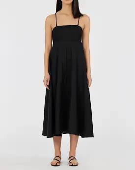 Corinna Linen Midi Dress - Black