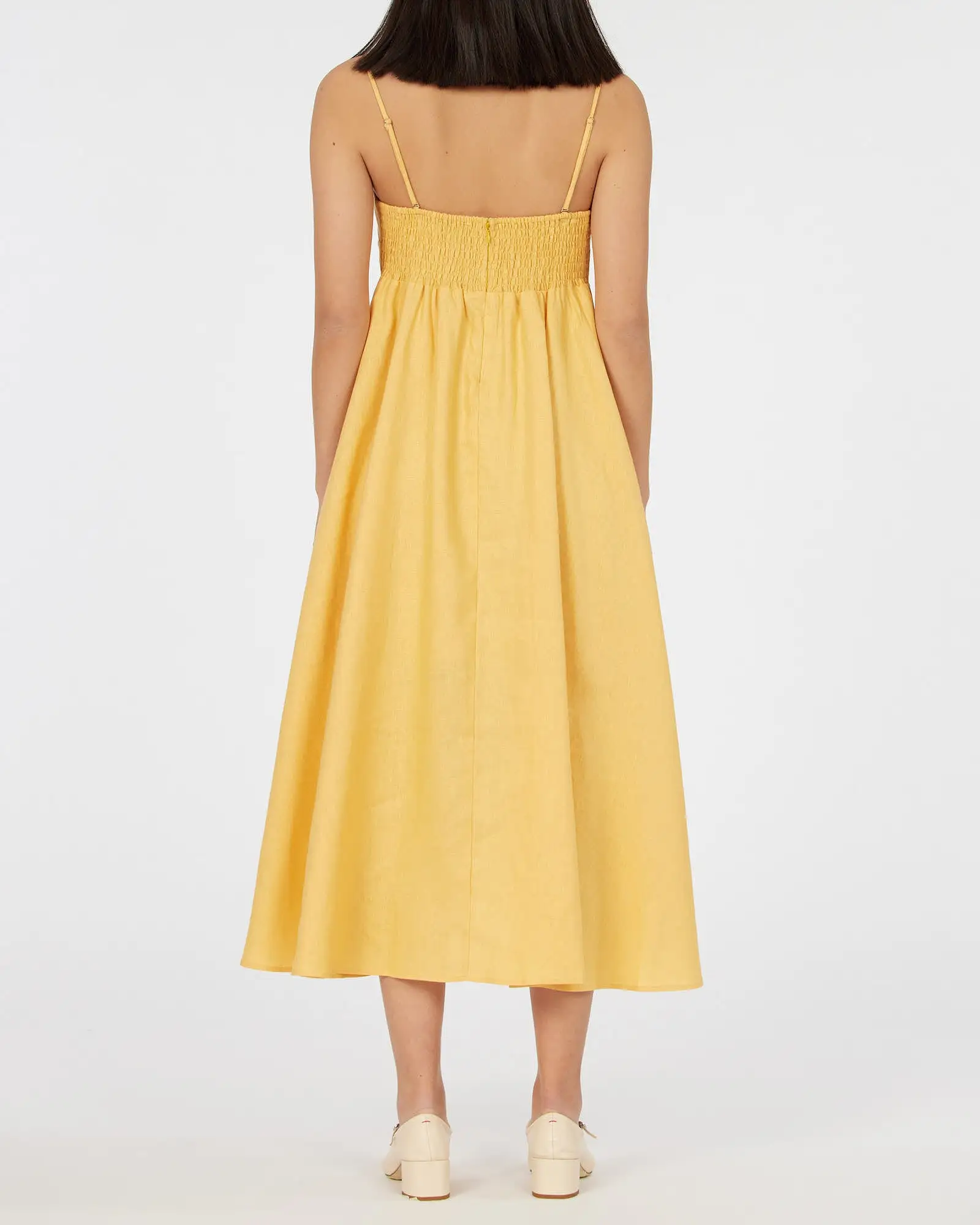 Corinna Linen Midi Dress - Buttercup